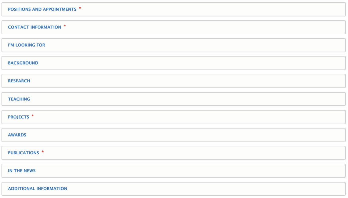 Screenshot: Accordion fields for advanced user details