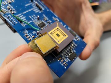 Image sensor plugged into a simple test board