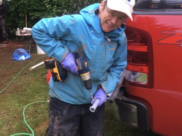 Drilling out a groundwater monitoring well screen