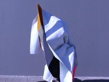 Photograph of aluminum artwork 