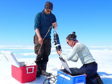 Collecting sea water samples 