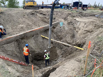 Excavation of the site reveals the source of sink hole