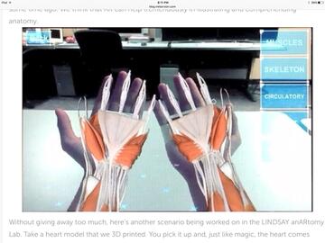 Augmented Reality: Muscles projected on arms