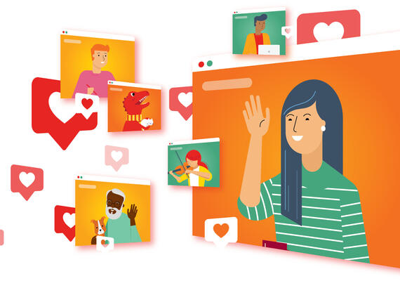 Illustration of people having online meeting