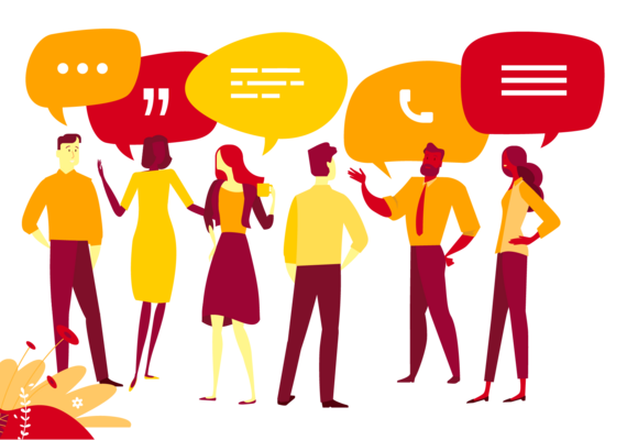 Illustration of a group of people talking