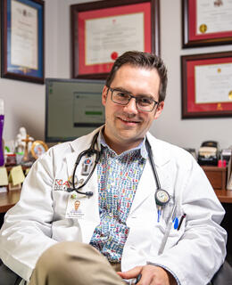 Dr. Bouchard in his office