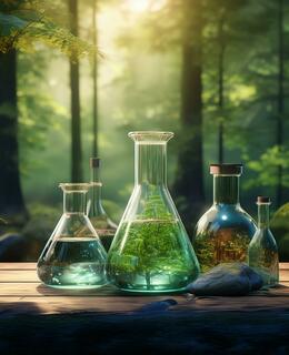 glassware in forest